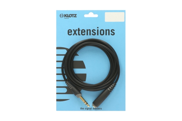 Klotz professional headphone extensionTRS 6.3 mm - TRS socket 6.3 mm - 3 m