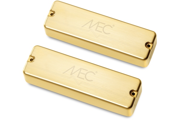 MEC Pickups  Active Soapbar Humbucker Bass Pickup Set, Metal Cover, 5-String - Brushed Gold