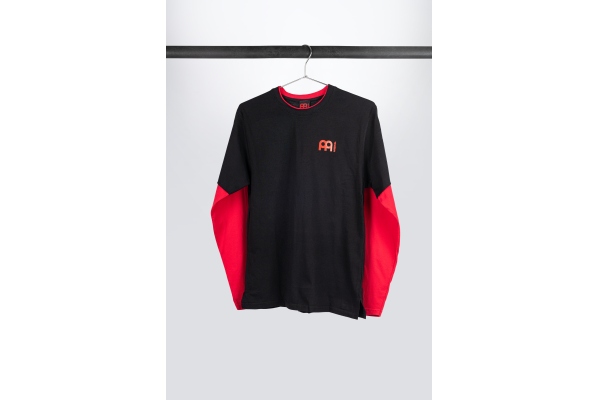 Meinl Black  longsleeve with red sleeves and logo on left chest and back