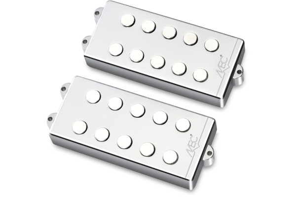 MEC Pickups  Passive MM-Style Bass Pickup Set, Metal Cover, 5-String - Chrome