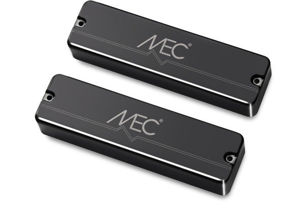 MEC Pickups  Passive Soapbar Humbucker Bass Pickup Set, Metal Cover, 6-String - Black Chrome