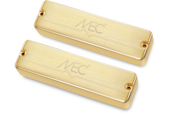  Passive Soapbar Humbucker Bass Pickup Set, Metal Cover, 6-String - Brushed Gold