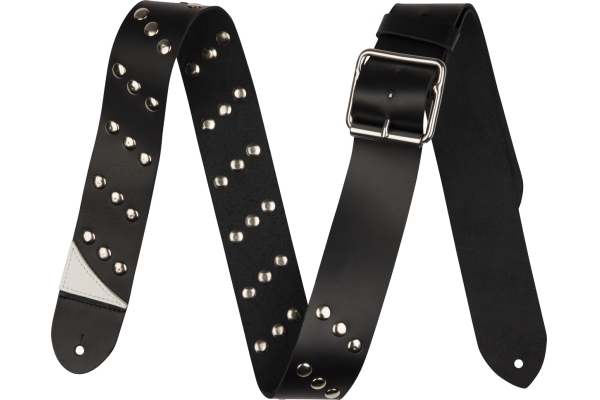 Diagonal Stud Leather Strap Black 2.5