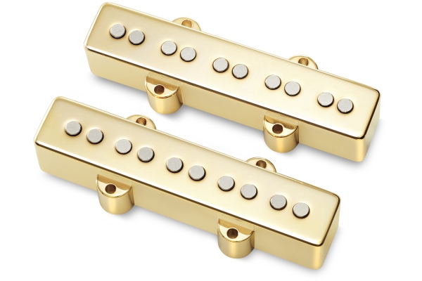  Passive J/J-Style Bass Pickup Set, Metal Cover, Open Pole Pieces, 5-String - Gold