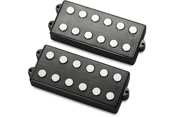  Passive MM-Style Bass Pickup Set, Metal Cover, 6-String - Brushed Black Chrome