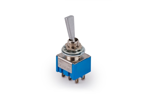  Mini Toggle Switch, Flat, Solder Lugs, ON/ON, DPDT - Chrome
