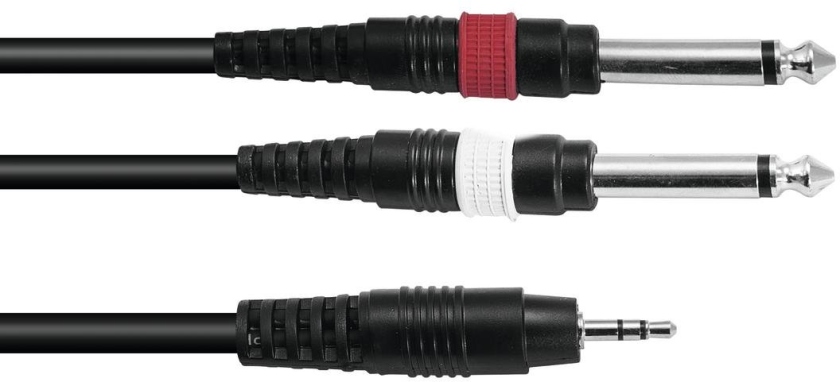 Omnitronic Adaptercable 3.5 Jack/2xJack 3m bk