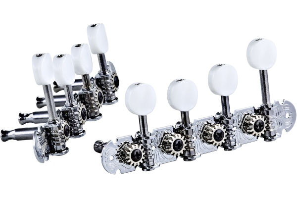 Mandolin, F-style, premium, white buttons - Chrom