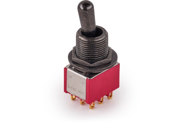 Maxi Toggle Switch, Short, Solder Lugs, ON/ON, 3PDT - Black