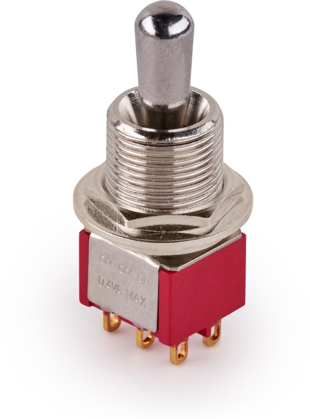 MEC Pickups  Maxi Toggle Switch, Short, Solder Lugs, ON/ON/ON, DP3T - Chrome