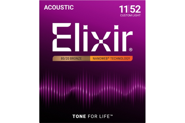 Elixir Nanoweb Acoustic 80/20 Custom Light 11027