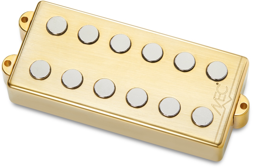 MEC Pickups  Passive MM-Style Bass Pickup, Metal Cover, 6-String, Neck - Brushed Gold