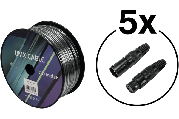 Eurolite  Set cablu DMX 2x0.22 100m sw + 10 conectori