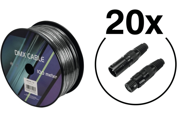 Eurolite Set cablu DMX 2x0,22 100m sw + 40 conectori