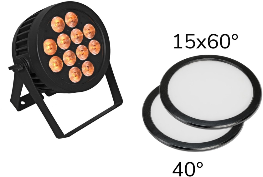 Eurolite Set LED IP PAR 12x8W QCL Spot + 2x Diffuser cover (15x60° and 40°)