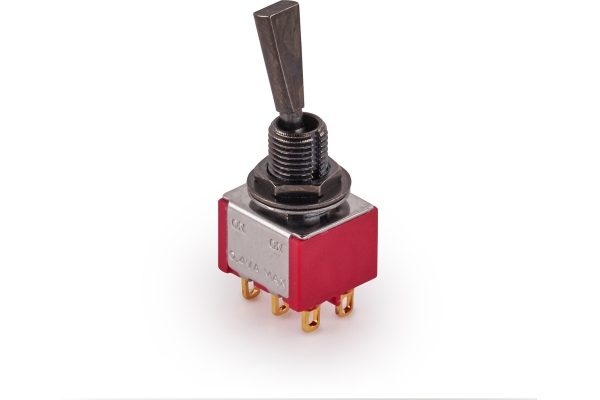  Mini Toggle Switch, Flat, Solder Lugs, ON/ON, DPDT - Black