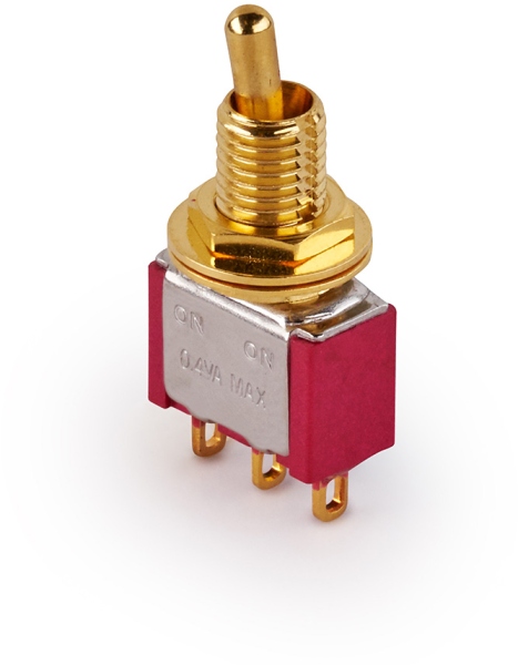 MEC Pickups  Mini Toggle Switch, Short, Solder Lugs, ON/ON, SPDT - Gold