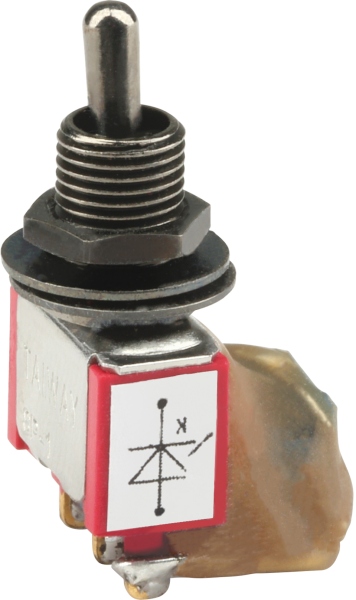 MEC Pickups  LED Mini Toggle Switch Assembly, Short, Solder Lugs, with Trim Pot, ON/ON, SPDT - Black