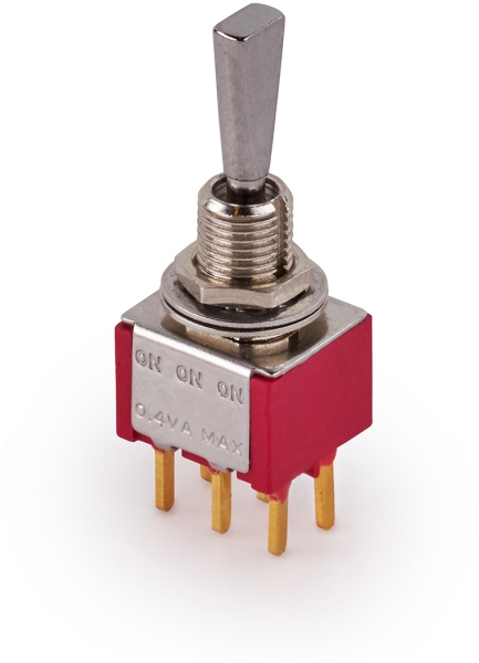 MEC Pickups  Mini Toggle Switch, Flat, Print, ON/ON/ON, DP3T - chrome