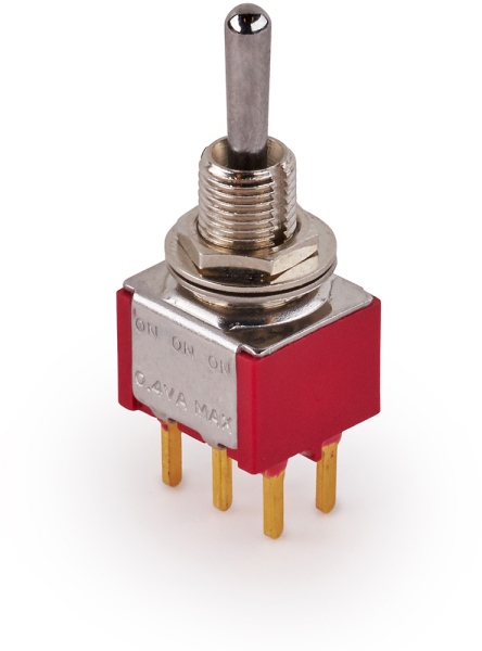 MEC Pickups  Mini Toggle Switch, Long, Print, ON/ON/ON, DP3T - Chrome