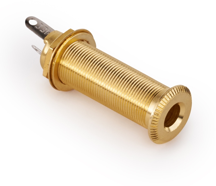MEC Pickups  Closed Stereo Jack Socket, for Mounting in Instrument Sides - Gold
