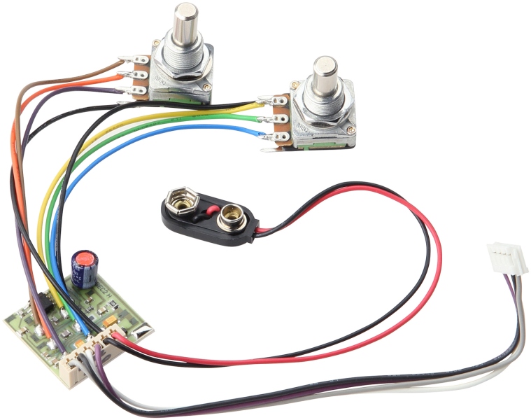 MEC Pickups  2-Way Electronics, for Passive Pickups, Bass / Treble Controls only, Lefthand