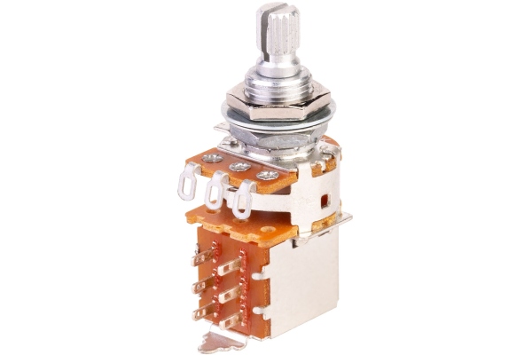 MEC Pickups  Mono Potentiometer, Push/Pull (On/On DPDT), A250K, Solid Shaft (6 mm)