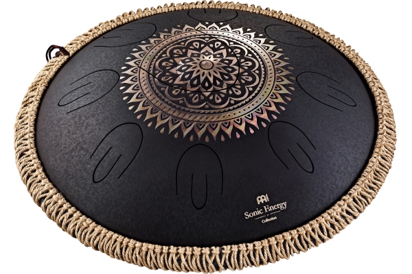 Meinl Sonic Energy Octave Steel Tongue Drum, Black, Engraved floral design, D Kurd, 9 Notes, 16'' / 40 cm