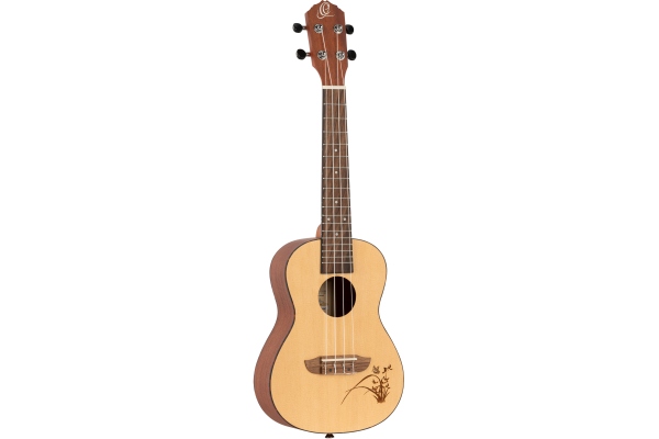 Ortega Concert Ukulelenn - Bonfire Series - Natural Spruce - laser engraved