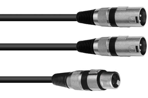 Adaptercable XLR(F)/2xXLR(M) 0,5m bk