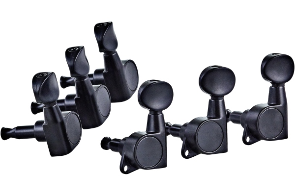 E-Guitar tuning machines, 3+3 - Black