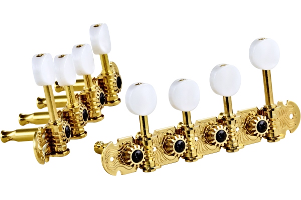 Mandolin, F-style, premium, white buttons - Gold