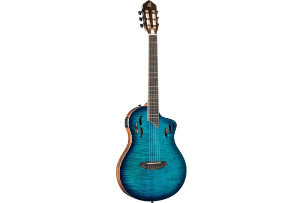 Ortega TourPlayer DeLuxe Nylon 6 String Flamed Maple Blue + Gig Bag