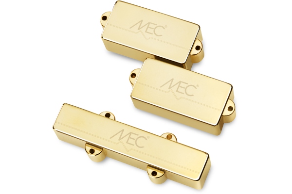 MEC Pickups  Active P/J-Style Bass Pickup Set, Metal Cover, 4-String - Gold