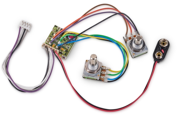  2-Way Electronics, for Passive Pickups, Bass / Treble Controls only