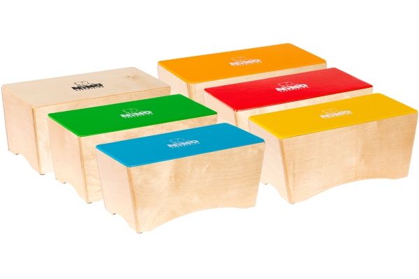 Nino Percussion Classroom Bongo Cajon Group Rhythm Set - 6 Pcs.