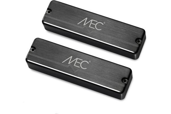 MEC Pickups  Passive Soapbar Humbucker Bass Pickup Set, Metal Cover, 6-String - Brushed Black Chrome