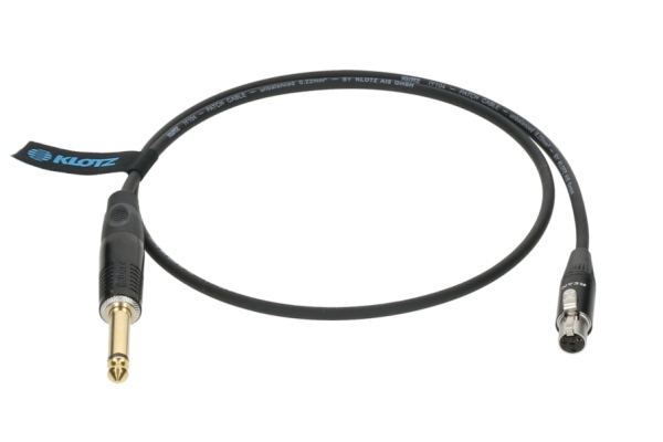 Klotz Premium instrument cable for bodypack transmitters by ShureTQG (mini XLR 4p) - jack mono, gold plated - SilentPlug straight - TQG - 0.7m