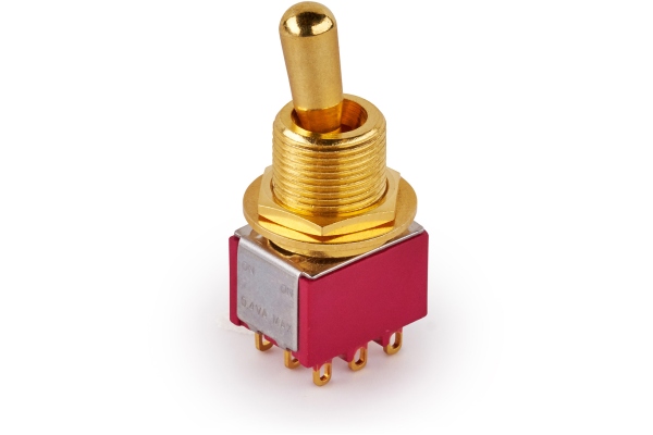 MEC Pickups  Maxi Toggle Switch, Short, Solder Lugs, ON/ON, 3PDT - Gold