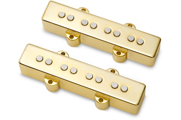 MEC Pickups  Passive J/J-Style Bass Pickup Set, Metal Cover, Open Pole Pieces, 4-String - Gold