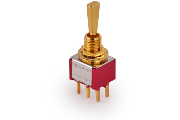  Mini Toggle Switch, Flat, Print, ON/ON/ON, DP3T - Gold