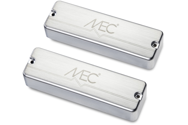 MEC Pickups  Active Soapbar Humbucker Bass Pickup Set, Metal Cover, 5-String - Brushed Chrome