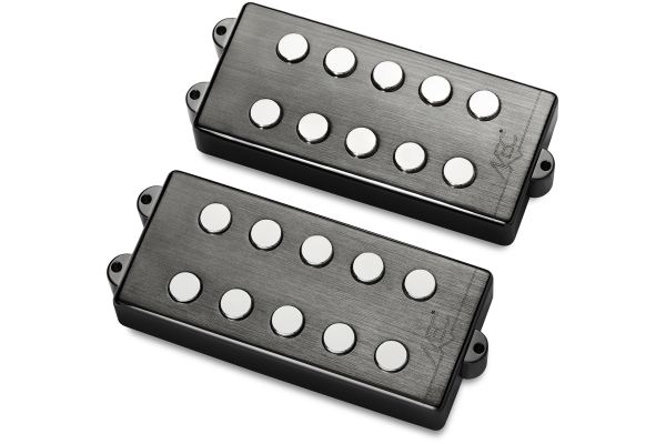  Passive MM-Style Bass Pickup Set, Metal Cover, 5-String - Brushed Black Chrome