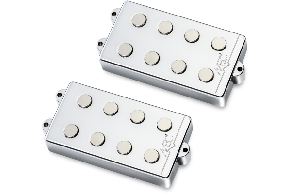 MEC Pickups  Passive MM-Style Bass Pickup Set, Metal Cover, 4-String - Chrome