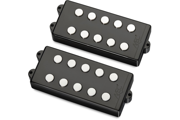 MEC Pickups  Passive MM-Style Bass Pickup Set, Metal Cover, 5-String - Black Chrome