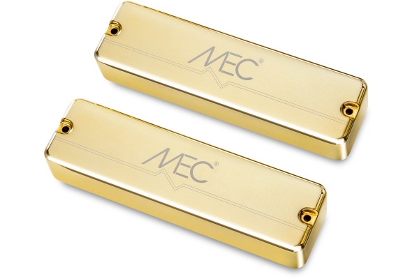MEC Pickups  Active Soapbar Humbucker Bass Pickup Set, Metal Cover, 6-String - Gold