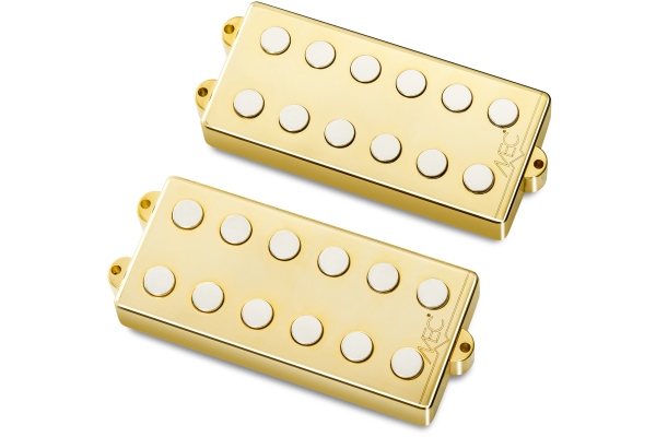 MEC Pickups  Passive MM-Style Bass Pickup Set, Metal Cover, 6-String - Gold