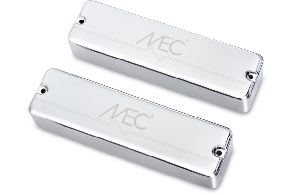  Passive Soapbar Humbucker Bass Pickup Set, Metal Cover, 6-String - Chrome