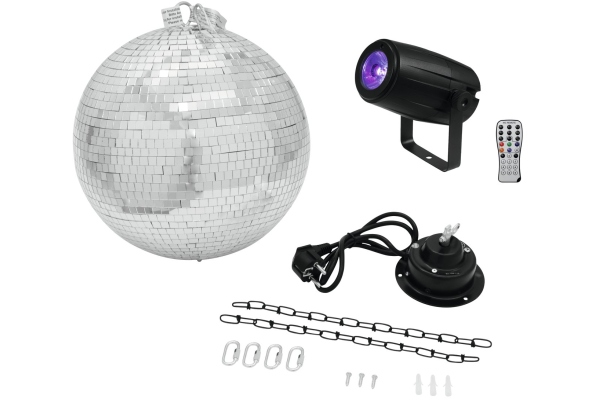 Mirror Ball 30cm with motor + LED PST-5 QCL Spot bk
