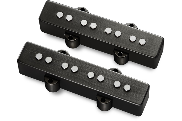 MEC Pickups  Passive J/J-Style Bass Pickup Set, Metal Cover, Open Pole Pieces, 4-String - Brushed Black Chrome
